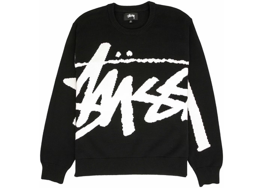 סווטשירט שחור של סטוסי עם לוגו גדול